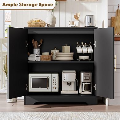 31.5 Inch Sideboard Buffet Cabinet,Modern Console Table Storage with 2 Rattan Doors and Shelves