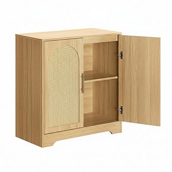 31.5 Inch Sideboard Buffet Cabinet,Modern Console Table Storage with 2 Rattan Doors and Shelves