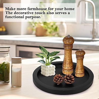 Wooden Round Serving Tray Counter Decor