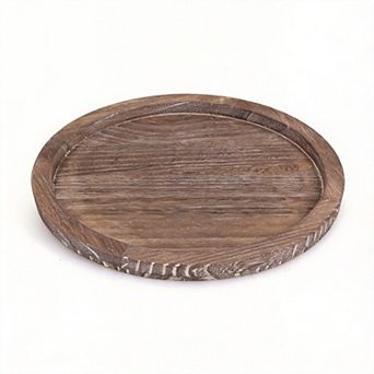 Wooden Round Serving Tray Counter Decor