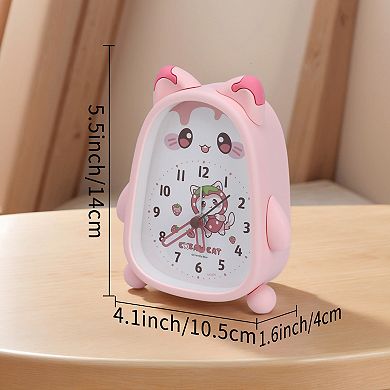 Lovely Alarm Clock, Non-Tick Movement, Kitten-Shape Design, Compact Size for Bedroom 4.1"x1.6"x5.5"
