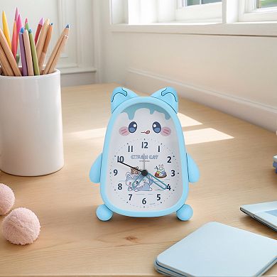Lovely Alarm Clock, Non-Tick Movement, Kitten-Shape Design, Compact Size for Bedroom 4.1"x1.6"x5.5"