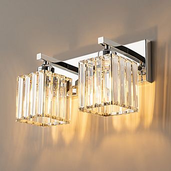 ZLAIQB 12.59" 2-Light Modern Crystal Bathroom Wall Lamp