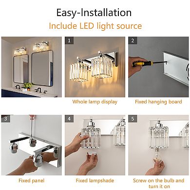 ZLAIQB 12.59" 2-Light Modern Crystal Bathroom Wall Lamp