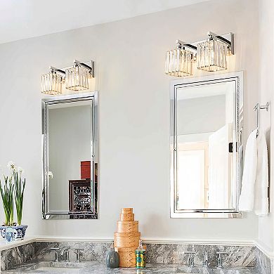 ZLAIQB 12.59" 2-Light Modern Crystal Bathroom Wall Lamp