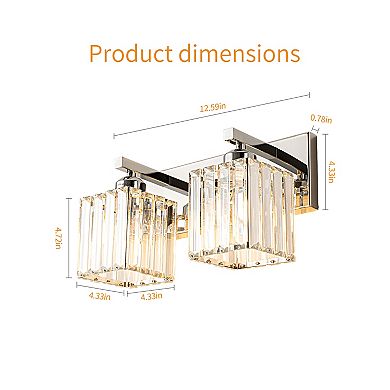 ZLAIQB 12.59" 2-Light Modern Crystal Bathroom Wall Lamp