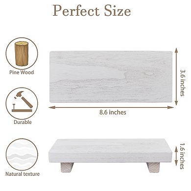 Small Wood Tray Pedestal Stand Bathroom Decor