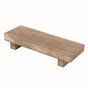 Small Wood Tray Pedestal Stand Bathroom Decor