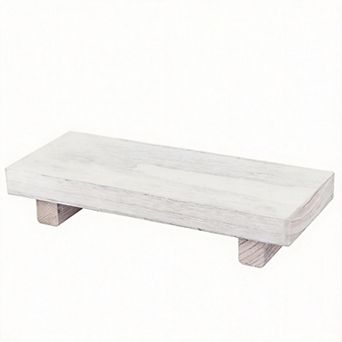 Small Wood Tray Pedestal Stand Bathroom Decor