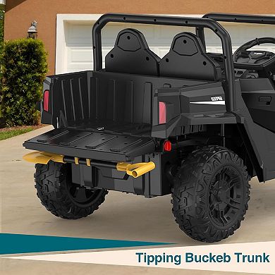 24V Kids Electric Dump Truck, 2 Seater, 4WD, Outdoor Construction Fun
