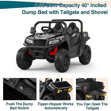 24V Kids Electric Dump Truck, 2 Seater, 4WD, Outdoor Construction Fun