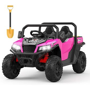 24V Kids Electric Dump Truck, 2 Seater, 4WD, Outdoor Construction Fun