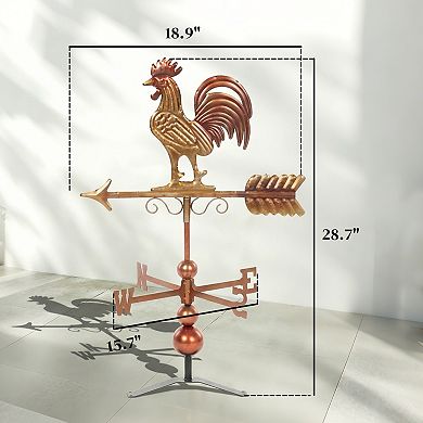 Outsunny Metal Rooster Weathervane, Roof Mount Wind Direction Indicator