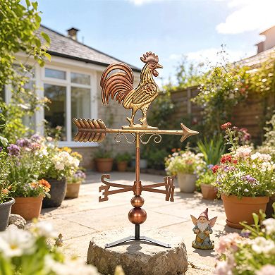Outsunny Metal Rooster Weathervane, Roof Mount Wind Direction Indicator