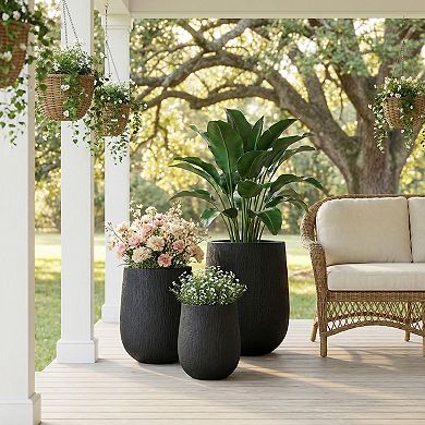 Whisen Egg-Shaped Planter Set with Drainage Holes and Rubber Plug