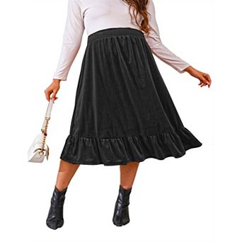 Maternity Casual Skirt A Line Swing High Waist Velvet Skirt