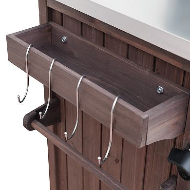 78.3 in. Wood Outdoor Kitchen Island with Foldable Grill Table