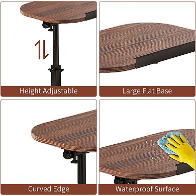 C Shaped Overbed Bedside Table, Sofa Tray End Table Study TV Tray for Couch Adjustable Height