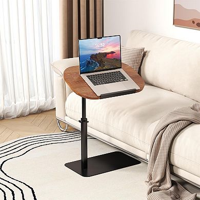 C Shaped Overbed Bedside Table, Sofa Tray End Table Study TV Tray for Couch Adjustable Height