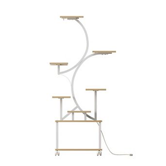 62" S-Shaped 8 tier Plant Stand with 3-Head Grow Lights