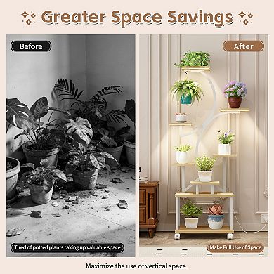 62" S-Shaped 8-Tier Plant Stand with 3-Head Grow Lights