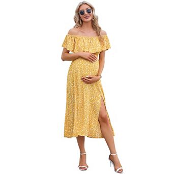 Maternity Dress Off Shoulder Split Maxi Dress Photography Dress for Babyshower
