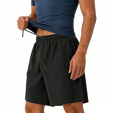 Men's Quick Dry Athletic Shorts with Pockets - Elastic Drawstring Waist Lightweight Workout Shorts