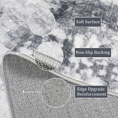 Abstract Area Rug Machine Washable Non Slip Non Shedding Stain Resistant Floor Cover for Bedroom