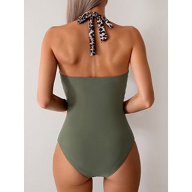 Women's One Piece Swimsuits Tummy Control Bathing Suit V Neck One Piece Swimwear