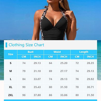 Women's One Piece Swimsuits Tummy Control Bathing Suit V Neck One Piece Swimwear