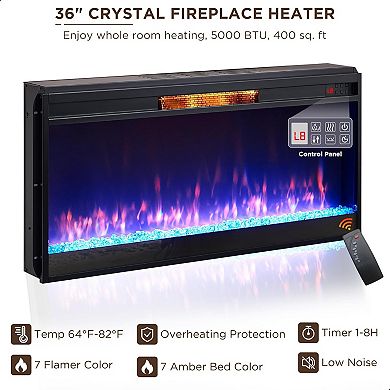 Fireplace TV Stand with 36in Electric Fireplace, 70in Farmhouse Highboy Entertainment Center