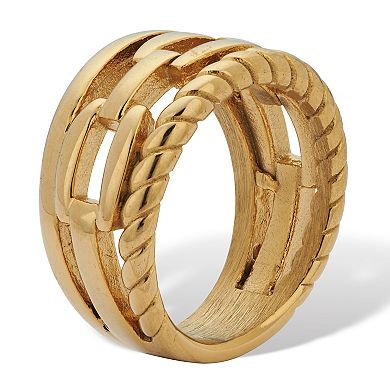 Rope and Link Style Gold Ion-Plated Stainless Steel Ring