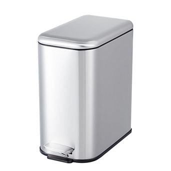 12 Liter Slim Trash Can with Lid, Kitchen Garbage Can with Inner Bucket & Step On Foot Pedal
