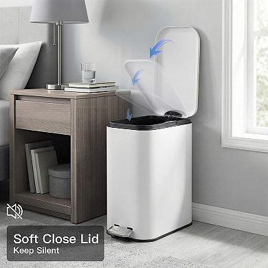 12 Liter Slim Trash Can with Lid, Kitchen Garbage Can with Inner Bucket & Step On Foot Pedal