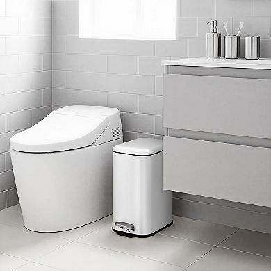 12 Liter Slim Trash Can with Lid, Kitchen Garbage Can with Inner Bucket & Step On Foot Pedal