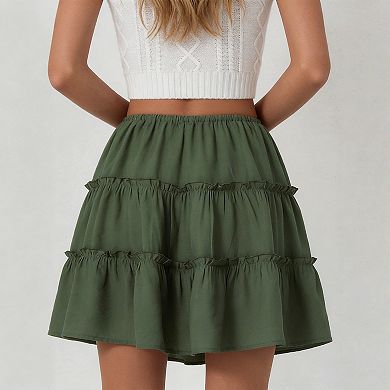 Women's High Waisted Adjustable Mini Skirt Summer Built-in Shorts Casual Skirts