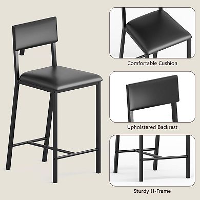 Dining Chairs Set,Upholstered PU Dining Room Chairs with Curved Backrest,Modern Kitchen Chairs