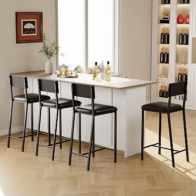Dining Chairs Set,Upholstered PU Dining Room Chairs with Curved Backrest,Modern Kitchen Chairs