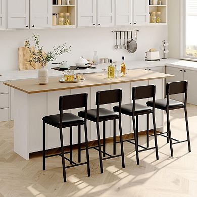 Dining Chairs Set,Upholstered PU Dining Room Chairs with Curved Backrest,Modern Kitchen Chairs