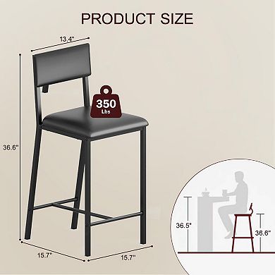 Dining Chairs Set,Upholstered PU Dining Room Chairs with Curved Backrest,Modern Kitchen Chairs