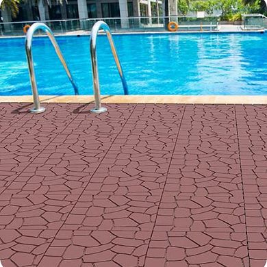 WOW PIONEER Interlocking Stone Texture Patio Deck Tiles for Outdoor Flooring DIY Installation 44pcs