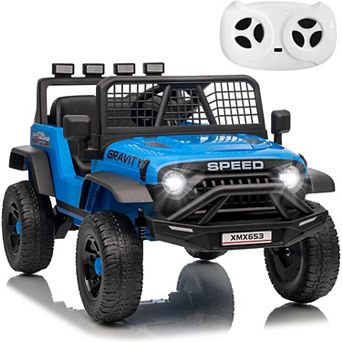 Kids 12V Electric Ride-On Truck w/ Remote, Spring Suspension, LED Lights, Music, Outdoor Toy Car