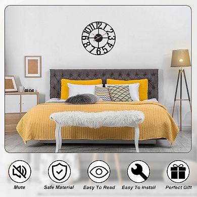 16inch/40cm Metal Wall Clock for Room, Silent Non-Ticking Vintage Battery Operated
