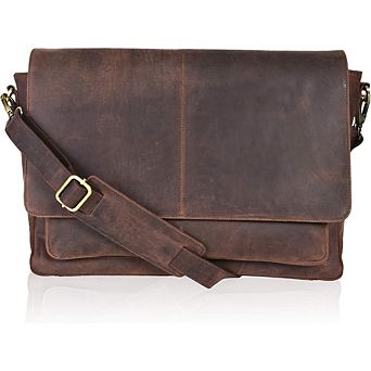 ZUQIETA Leather Messenger Bag for Men & Women - Laptop Briefcase with Adjustable Shoulder Strap