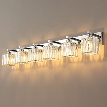 Modern Crystal Vanity Light, Sleek Metal Wall Sconce for Bathroom, Bedroom Vanity Mirror
