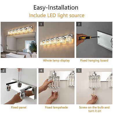 Modern Crystal Vanity Light, Sleek Metal Wall Sconce for Bathroom, Bedroom Vanity Mirror