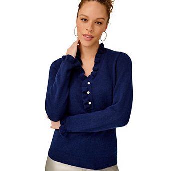 Ellos Plus Size Ruffle Trim Pullover