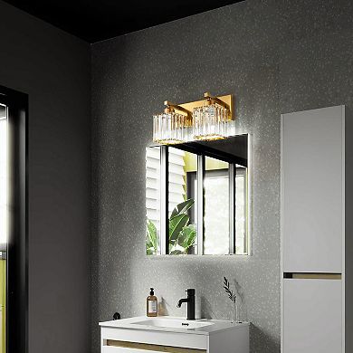 ZLAIQB 12.59" 2-Light Modern Crystal Bathroom Wall Lamp