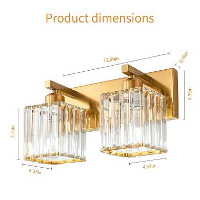 ZLAIQB 12.59" 2-Light Modern Crystal Bathroom Wall Lamp