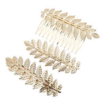 Grace Leaf Pattern Set Hair Barrettes 1 Set